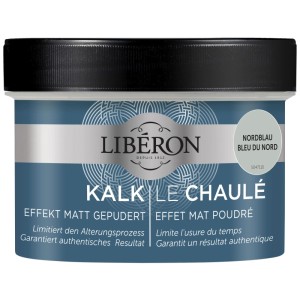 Dose Libéron Kalkeffektfarbe Le Chaulé Nordblau, matte Effektfarbe für Möbel.