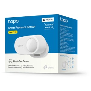 Tapo T150 Präsenzsensor in Weiß, verpackt. Smart Home Sensor für Anwesenheitserkennung.