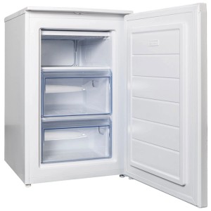 Congélateur Kibernetik B9470GS92 blanc, 87 l, ouvert avec 3 tiroirs transparents. Congélateur compact.
