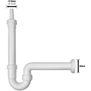 Siphon de lavabo blanc en plastique (47,8 mm) pour prévenir les odeurs dans la cuisine.