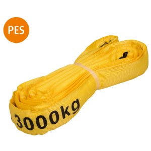 Élingue ronde Conacord jaune en polyester, 2 m de long, capacité de charge 3000 kg.