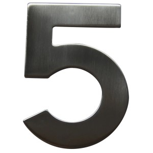 Numéro de maison Alpertec '5' en acier inoxydable, résistant aux intempéries.