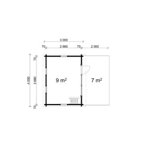 Plan de l'abri de jardin Alpholz Manhattan, 400x500 cm, avec toit monopente et dimensions.