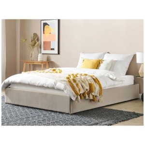 Beliani Bett Dinan, 160x200 cm, brauner Stoff, ohne Kopfteil, mit Stauraum.