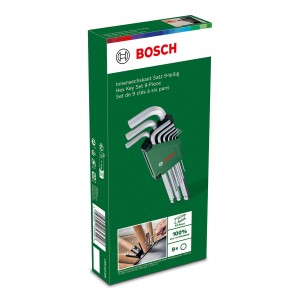 Jeu de clés Allen Bosch, 9 pièces, dans un support vert. Clés et extracteurs pour bricoleurs.