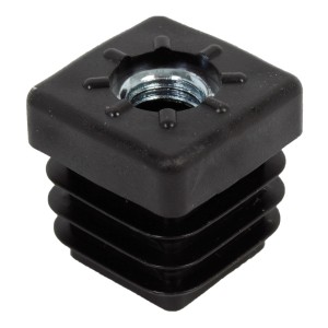 Tappo filettato nero per tubi quadri, M8, 20x20 mm.