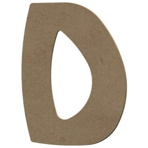 Gomille figura in MDF lettera D, naturale, 5,5x8 cm, per bricolage e decorazioni.