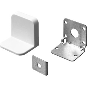 Sécurité de placard Hettich, set de 2 pièces en acier et plastique, blanc, pour montage de meubles.