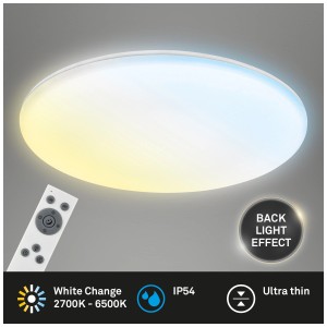 Plafonnier LED dimmable sans cadre, Ø 35cm, avec télécommande pour régler la couleur et la luminosité de la lumière.