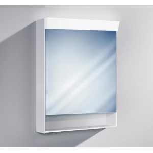 Armoire de toilette miroir Sidler EcoPro blanche, 60 cm de large, avec porte miroir et compartiment ouvert.