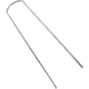 12 supports en U pour films et non-tissés, 14 cm, en acier inoxydable pour fixation au jardin.