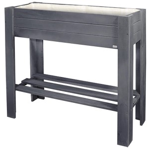 Wagner Green Box Light carré potager en bois, anthracite, avec étagère. Idéal pour jardin et balcon.