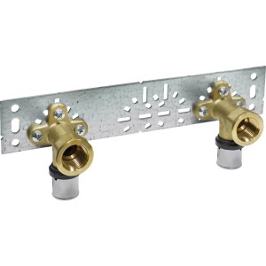 Raccordo a pressare a gomito in ottone 16 mm x Rp 1/2 pollice per impianti di riscaldamento e acqua potabile.
