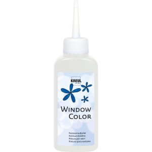 Flasche Fenstermalfarbe Schneeweiss von Kreul, Bastelfarbe für Fensterbilder.