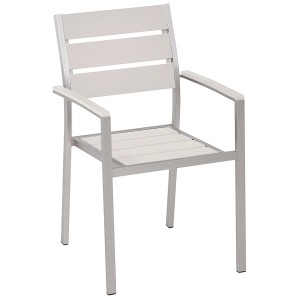 Sedia da giardino bianca Vernio in legno sintetico e alluminio, parte di un set da 6.