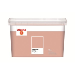 Peinture intérieure Alpina Pantone Misty Rose 2,5 L rose mat dans un seau.
