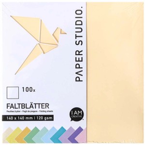 Feuilles de pliage pastel, 14x14cm, 100 feuilles, idéal pour l'origami et le scrapbooking.