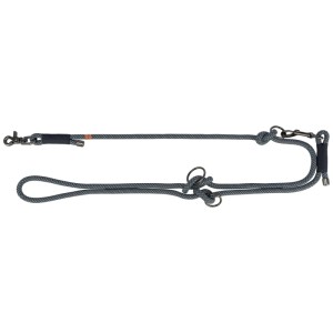 Trixie guinzaglio estensibile Soft Rope, nero-grigio, 2 m, con moschettoni e anelli di regolazione.