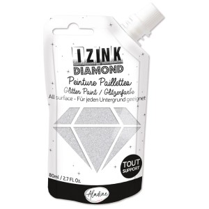 Aladine Diamond Argento pittura glitter, flacone da 80 ml per accessori pittura.
