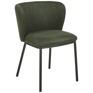 Set di sedie da pranzo Mina, 2 sedie imbottite verdi con struttura in metallo nero.
