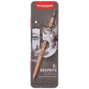Bruynzeel Skizzierbleistifte, 6 Stk. im Metalletui. Ideal zum Zeichnen und Skizzieren.