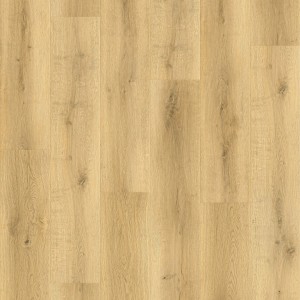 Sol vinyle Chêne Bergen avec liège, aspect bois clair, compatible chauffage au sol.