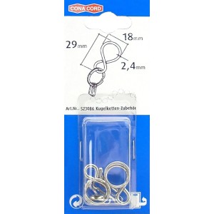 Accessorio per catena a sfera Conacord in ottone, Ø 2,4 mm, lunghezza 29 mm, effetto cromo.