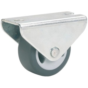 Roulette pour meubles Doerner + Helmer avec roue souple grise et boîtier en acier galvanisé.