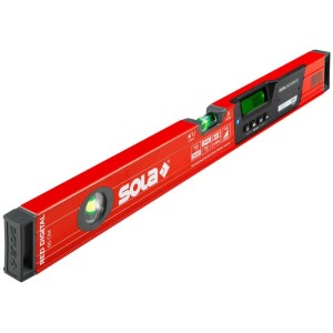 Rote Sola Neigungs-Wasserwaage Red 60 digital mit digitaler Anzeige und Libellen zur präzisen Messung.