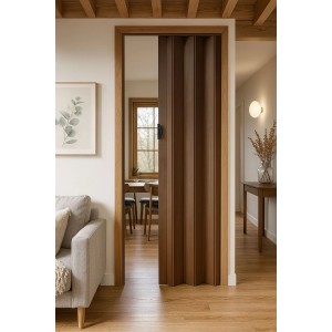 Grosfillex Falttür Una, Lärche dunkel, 205x84 cm, platzsparende Lösung für Innenräume.