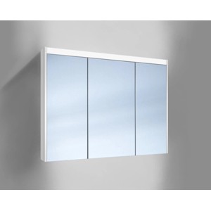 Armoire de toilette à miroir Schneider O-line LED blanche, 100 cm de large, avec 3 portes miroir.