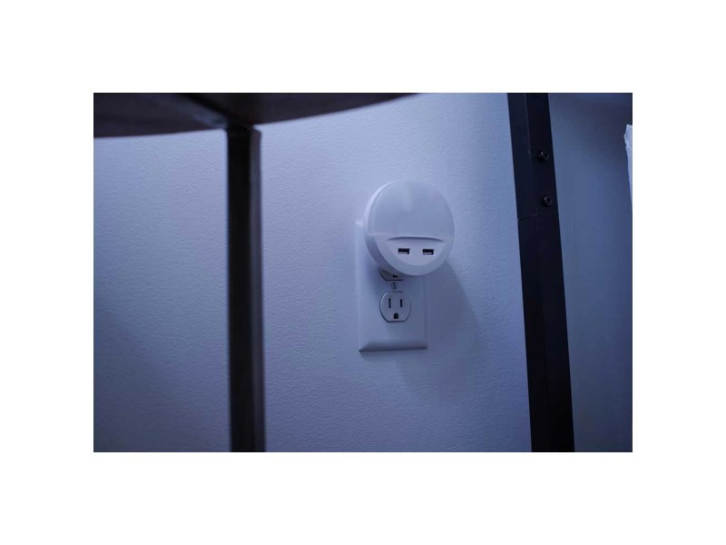 Veilleuse Prise lunetta usb rond blanc, H.9 cm