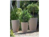 Beliani Blumentopf Camia Sandbeige Rund (HxBxT) 60 x 43 x 43 cm