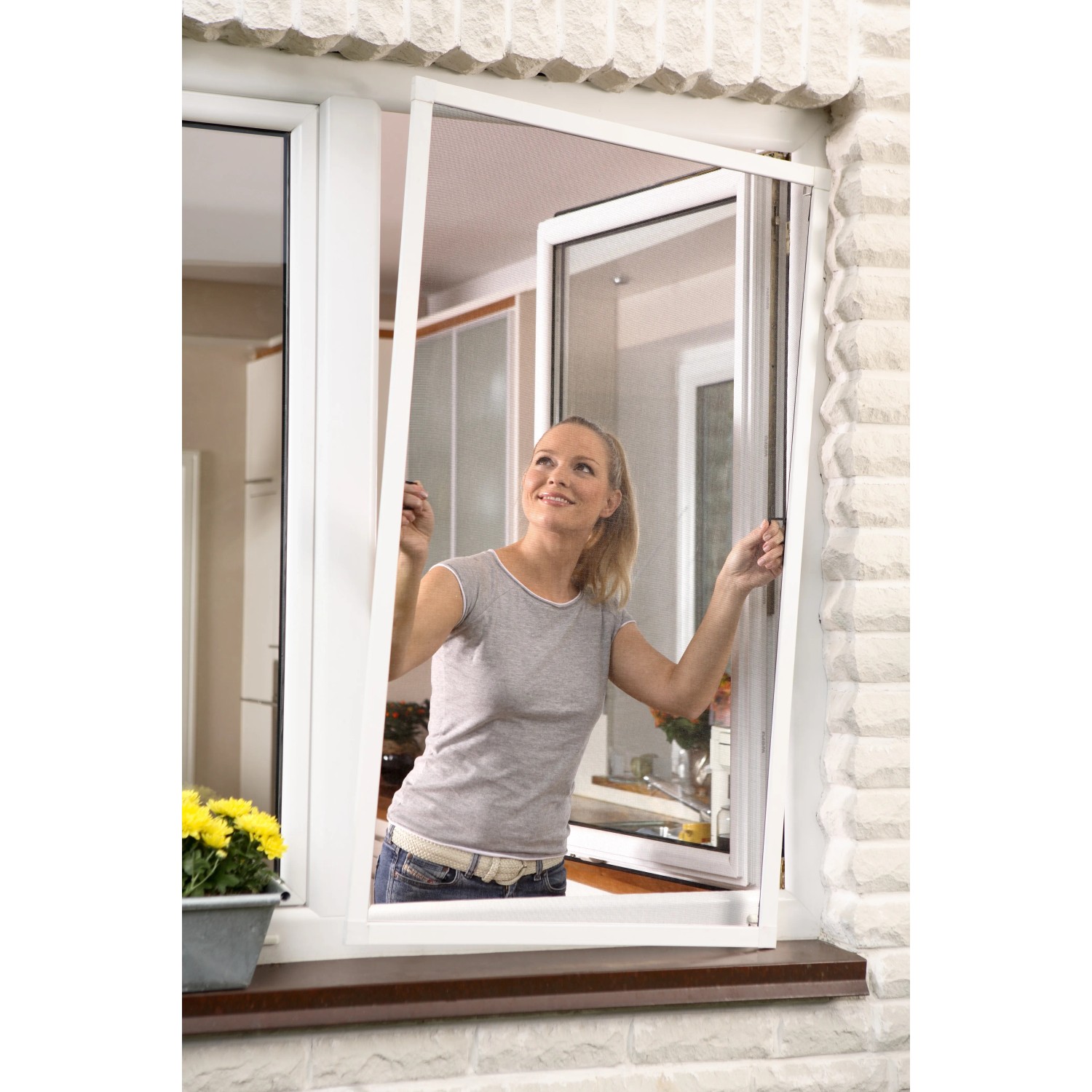 Moustiquaire Pour Porte – Cadre Fixe Aluminium – 95 X 210 Cm – Blanc – Helloshop26