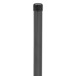 Poteau de clôture anthracite métallisé, 122,5 cm, avec capuchon en plastique pour construction de clôture.