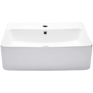 Lavabo à main blanc AquaSu Basic 263 avec trop-plein et trou de robinet.