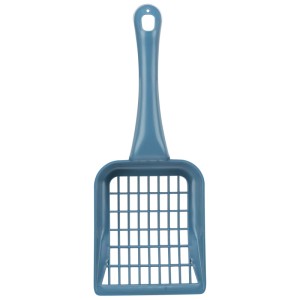 Pelle à litière bleue Trixie en plastique, taille M, avec grille pour bacs à litière pour chats.