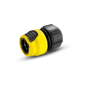 Kärcher Universal-Schlauchkupplung Plus mit Aquastop, gelb/schwarz, für Gartenschläuche.