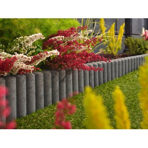 Bordure de jardin en palissade ronde anthracite (50x25x6 cm).