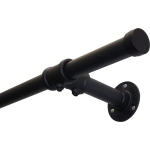 Gardinia Terminale Industrial Home, Ø 25 mm, nero, set da 2 per bastoni per tende.