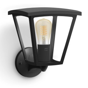 Applique murale LED Philips Hue Inara noire avec ampoule à filament E27 pour l'extérieur.