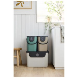 Rotho Albula Recycling-Müllsystem, 55L, Mistletoe White, stapelbar. Mülleimer für Wertstoffe.