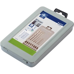 Set di punte per trapano per cemento LUX Comfort SDS-Plus, 7 pezzi in custodia grigia. Set di punte per pietra, cemento e muratura.