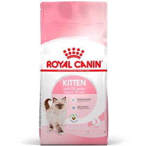 Royal Canin Kitten Trockenfutter 2kg für Kätzchen bis 12 Monate. Katzenfutter im rosa Beutel.