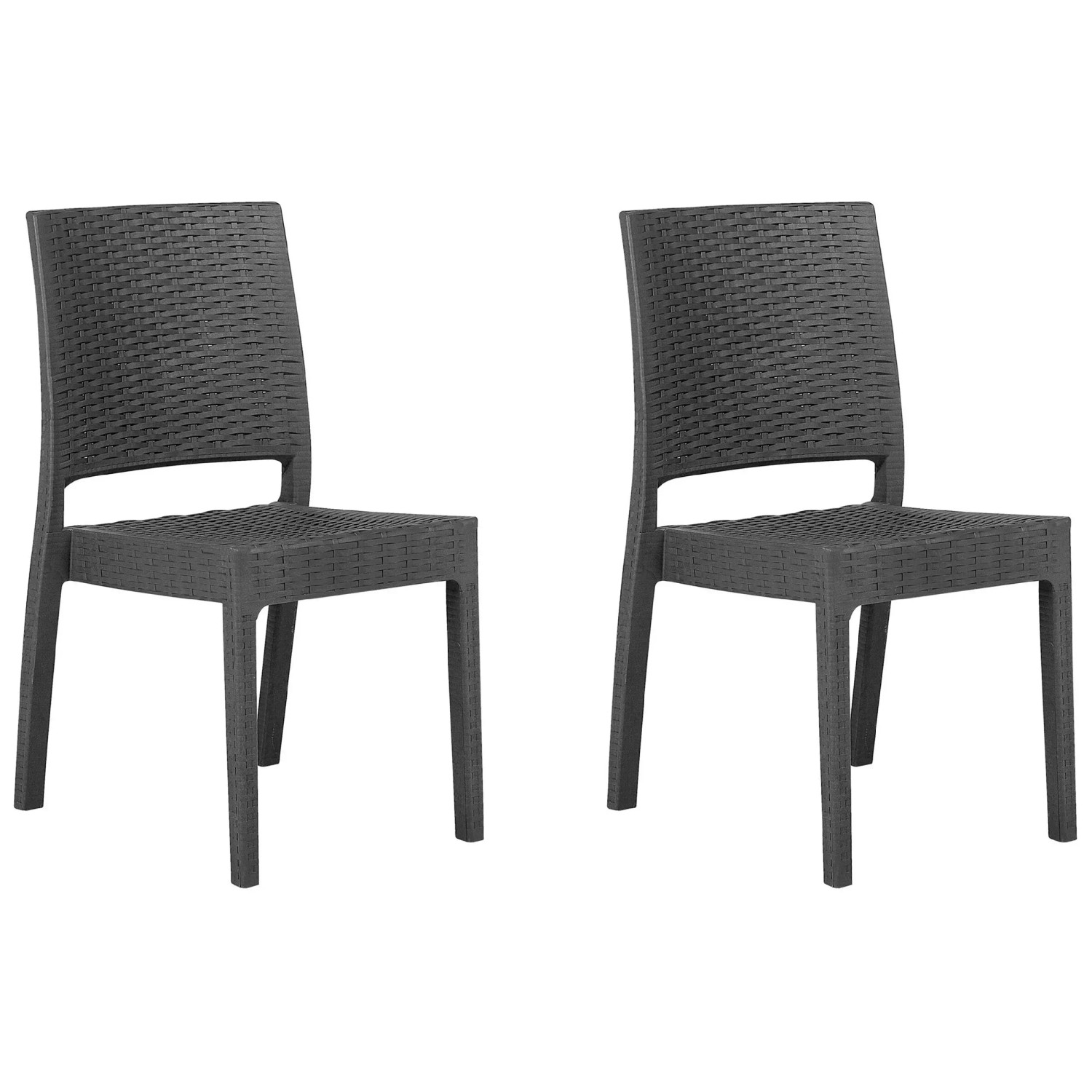 Sedia Impilabile In Plastica Per Giardino E Cucina | Design Moderno, Resistente Alle Intemperie | Colore Nero, Confezione Da 2 Pezzi
