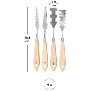 I Am Creative Malmesser-Set, 4-teilig, mit Holzgriffen und Klingen in verschiedenen Formen für Maltechniken.
