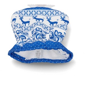 Grattoir à glace avec gant motif norvégien bleu et blanc. Protection antigel pour pare-brise.