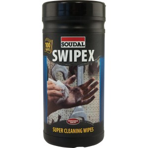 Soudal Swipex Reinigungstücher, 100 Stück, zur Reinigung von Händen und Werkzeugen.