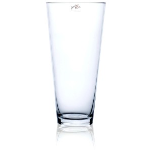 Vaso conico trasparente Sandra Rich Coni, Ø 15 cm, altezza 30 cm. Elegante vaso in vetro per fiori e decorazioni.