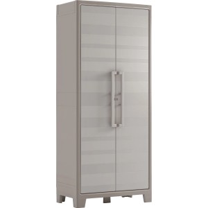 Armoire en plastique KIS Gulliver, beige sable, avec 8 étagères. Système d'étagères pour cave, garage ou débarras.
